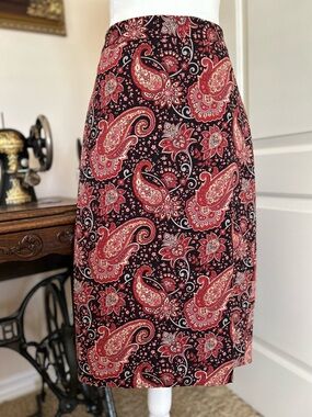 NWT Talbots Red Paisley Pencil Skirt